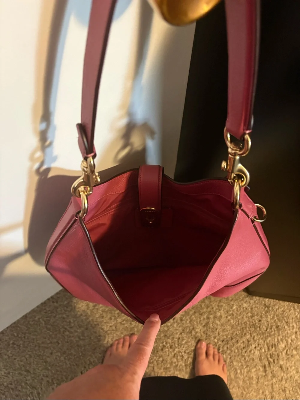 Petal  pink pebble, leather Coach Amber hobo bag